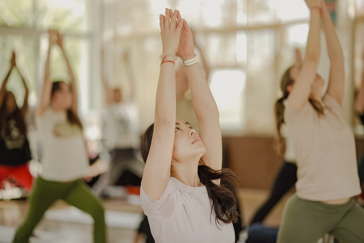 Students of the 200 hour yoga teacher training practising in the shala at Adhiroha
