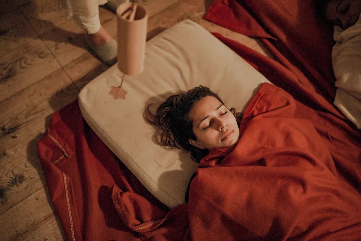 Human figure showing common tension storage areas with yoga pose solutions for each region